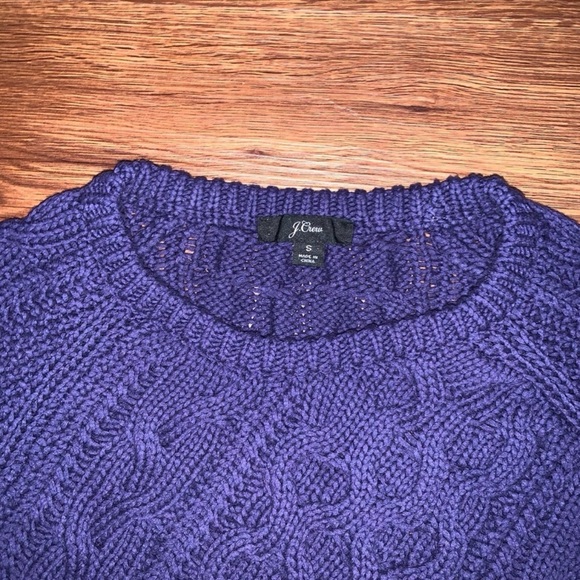 J Crew Small Diagonal Cable Knit Sweater Indigo Blue Size Small - Picture 3 of 8